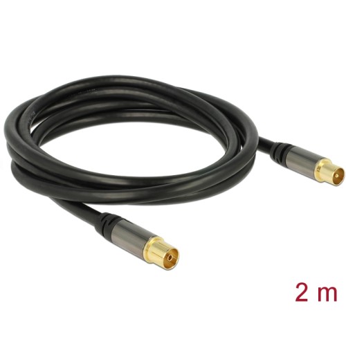 Delock Antenna Cable IEC Plug  IEC Jack RG-6/U 2 m black