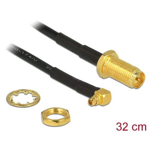 Delock Antenna Cable RP-SMA Jack Bulkhead > MMCX 90° Plug 320 mm