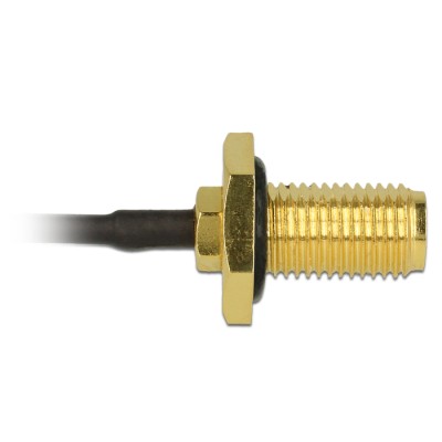 Delock Antenna Cable SMA jack bulkhead to I-PEX Inc., MHF® I plug 1.13 10 cm thread length 10 mm splash proof 2