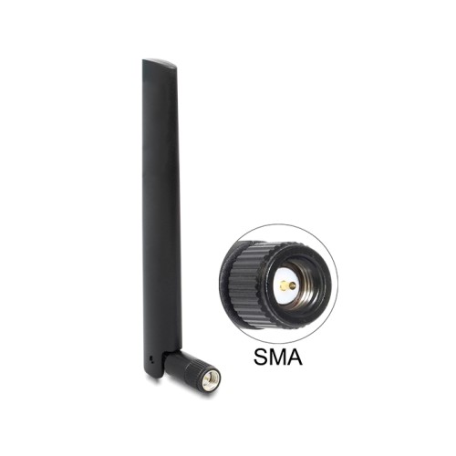 Delock LTE Antenna (50 pieces) SMA -0.8 - 3.0 dBi omnidirectional with flexible joint black bulk