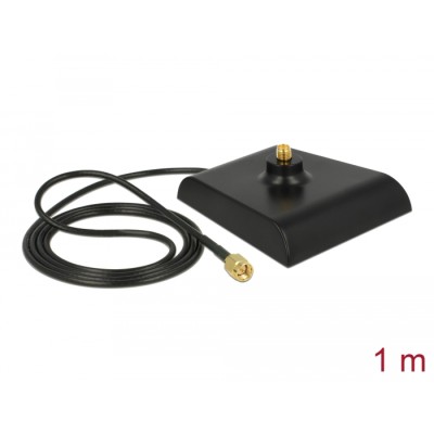 Delock Antenna Base SMA plug  SMA Jack 1 m Black Low Loss