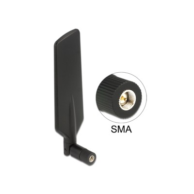 Delock LTE Antenna SMA plug 0.5 - 3 dBi omnidirectional rotatable with tilt joint black