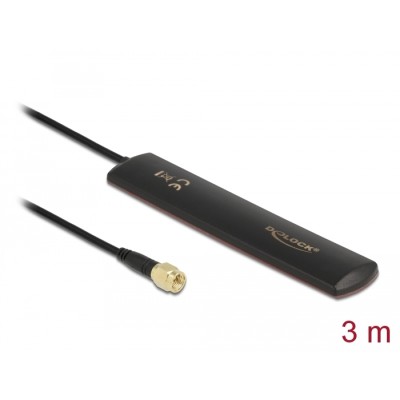 Delock LTE Antenna SMA 3 dBi Omnidirectional Fixed Black Adhesive Mounting