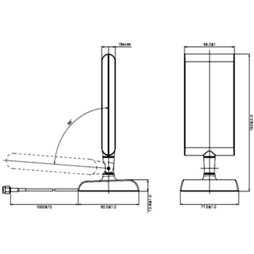 Delock LTE Antenna SMA plug 2 - 4 dBi omnidirectional with magnetic base and connection cable (ULA 100, 1 m) black