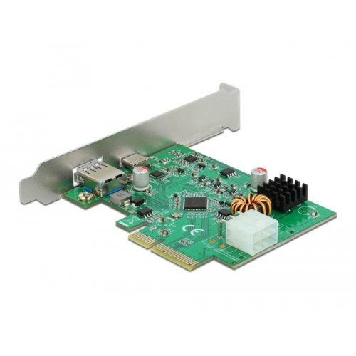 Delock PCI Express x4 Card to 1 x external USB Type-C™ female with PD function + 1 x external USB Type-A female SuperSpeed USB 1