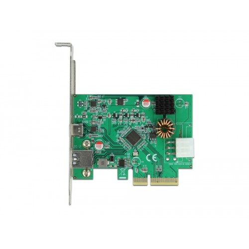 Delock PCI Express x4 Card to 1 x external USB Type-C™ female with PD function + 1 x external USB Type-A female SuperSpeed USB 1