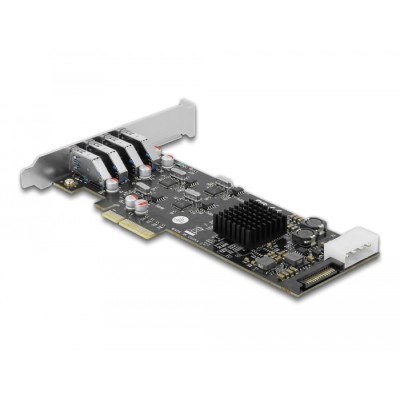 Delock PCI Express x4 Card to 4 x external SuperSpeed USB (USB 3.2 Gen 1) USB Type-A female Quad Channel - Low Profile Form Fact 2