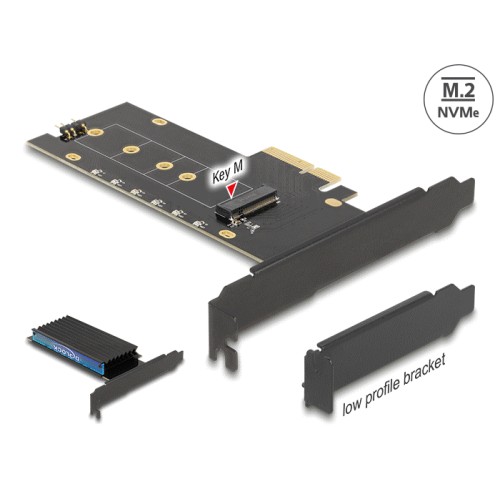 Delock PCI Express x4 Card to 1 x internal NVMe M.2 Key M with heat sink and RGB LED illumination - Low Profile Form Factor