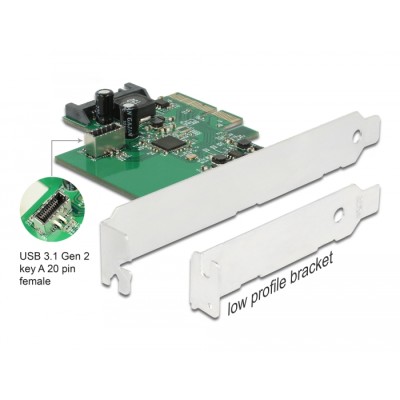 Delock PCI Express x4 Card to 1 x internal USB 10 Gbps Type-E Key A 20 pin female