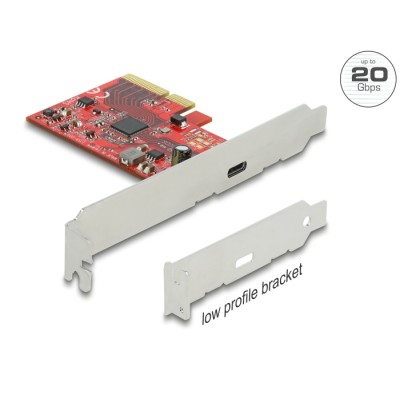 Delock PCI Express x4 Card to 1 x external SuperSpeed USB 20 Gbps (USB 3.2 Gen 2x2) USB Type-C™ female - 3 A