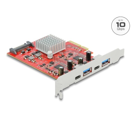 Delock PCI Express x4 Card to SuperSpeed USB 10 Gbps with 2 x USB Type-A and 2 x USB Type-C™ - Dual Channel