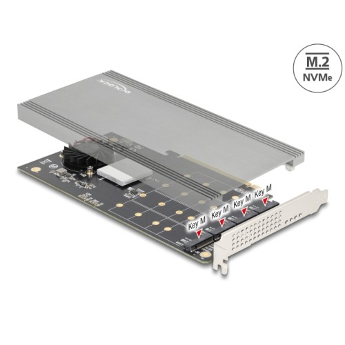 Delock PCI Express x16 Card to 4 x internal NVMe M.2 Key M