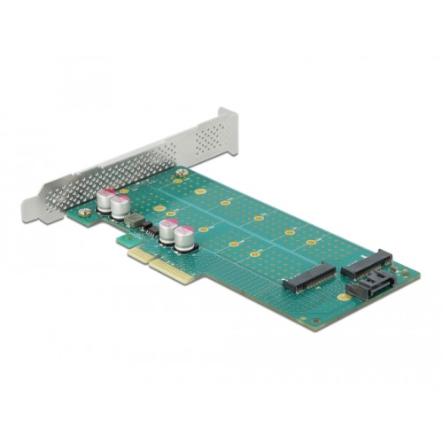 Delock PCI Express x4 Card to 1 x M.2 Key B + 1 x NVMe M.2 Key M - Low Profile Form Factor