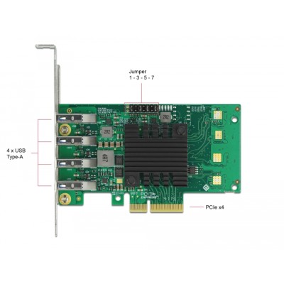 Delock PCI Express x4 Card to 4 x external USB 3.0 Quad Channel - Low Profile Form Factor 2
