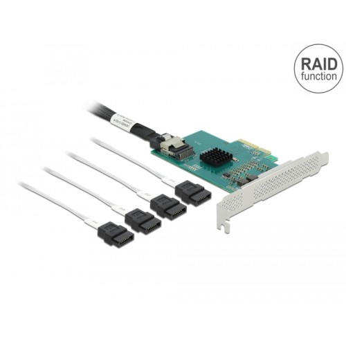 Delock PCI Express x4 Card to 4 x SATA 6 Gb/s RAID and HyperDuo - Low Profile Form Factor