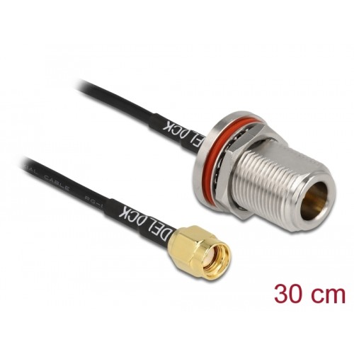 Delock Antenna Cable RP-SMA plug to N jack RG-174 30 cm