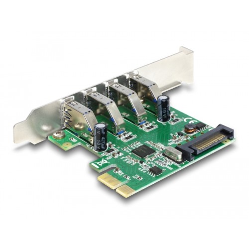Delock PCI Express x1 Card to 4 x external USB Type-A female SuperSpeed USB 5 Gbps (USB 3.2 Gen 1)
