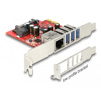 Delock PCI Express Card > 3 x external USB 3.0 + 1 x external Gigabit LAN - Low Profile Form Factor