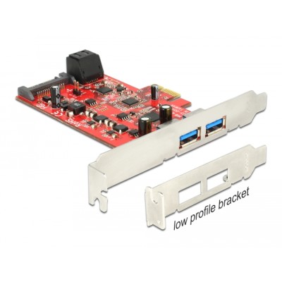 Delock PCI Express Card > 2 x external USB 3.0 + 2 x internal SATA 6 Gb/s – Low Profile Form Factor