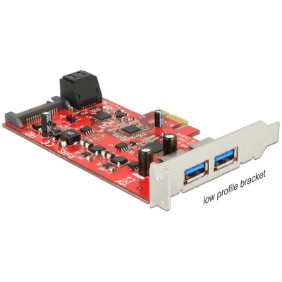 Delock PCI Express Card > 2 x external USB 3.0 + 2 x internal SATA 6 Gb/s – Low Profile Form Factor 2