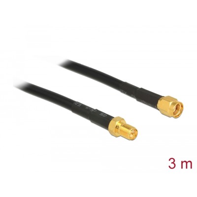 Delock Antenna Cable RP-SMA plug  RP-SMA jack CFD/RF200 3 m low loss