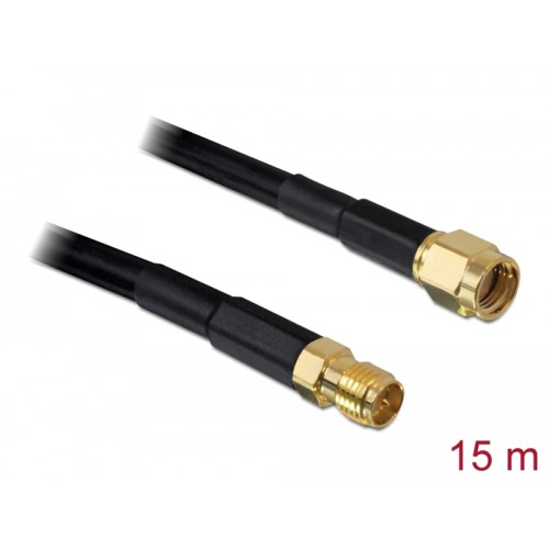 Delock Antenna Cable RP-SMA Plug  RP-SMA Jack CFD/RF200 15 m low loss