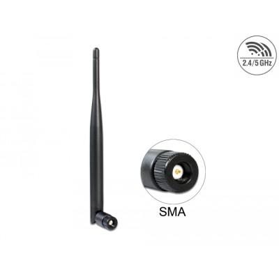 Delock WLAN Antenna 802.11 ac/a/b/g/n SMA 4 - 5 dBi omnidirectional joint black