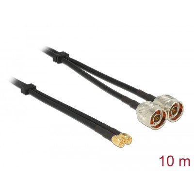 Delock Antenna Cable N plug > SMA plug Twin Cable RG-58 C/U 10 m