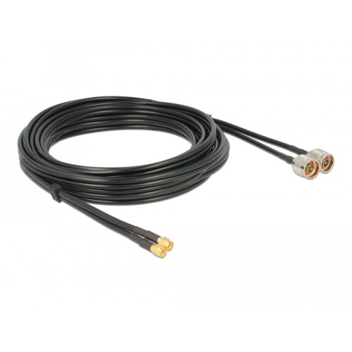 Delock Antenna Cable N plug > SMA plug Twin Cable RG-58 C/U 10 m
