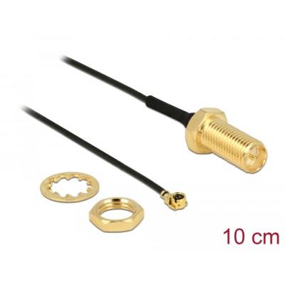 Delock Antenna Cable RP-SMA jack bulkhead to I-PEX Inc., MHF® I plug 1.13 10.0 cm thread length 10 mm