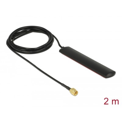 Delock GSM UMTS LTE WLAN 2.4 GHz Antenna SMA Plug 2 dBi omnidirectional adhesive mounting