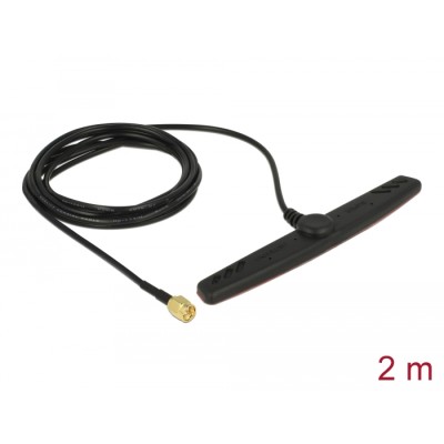 Delock GSM UMTS LTE Antenna SMA Plug 2.5 dBi 2 m RG-174 omnidirectional adhesive mounting
