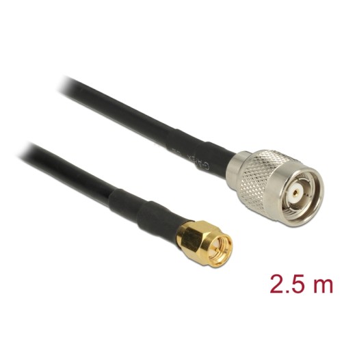 Delock Antenna Cable RP-TNC plug  SMA plug RG-58 C/U 2.5 m