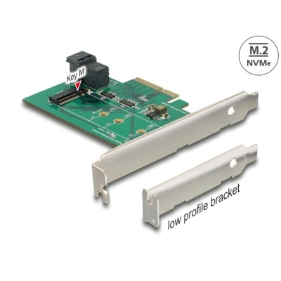 Delock PCI Express Card > 1 x internal NVMe M.2 PCIe / 1 x internal SFF-8643 NVMe – Low Profile Form Factor