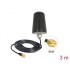 Delock LoRa Antenna 868 MHz SMA plug 0 dBi fixed omnidirectional with connection cable RG-174 3 m roof mounting outdoor black