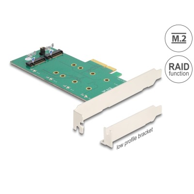 Delock PCI Express Card > 2 x internal M.2 Key B with RAID - Low Profile Form Factor