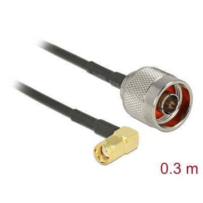 Delock Antenna cable N Plug  RP-SMA Plug 90° RG-174 0.3 m