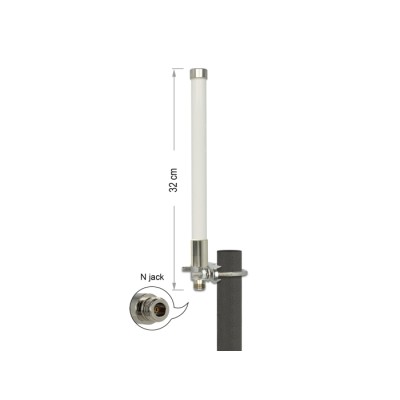 Delock LoRa 868 MHz Antenna N jack 3 dBi 32 cm omnidirectional fixed pole mount white outdoor