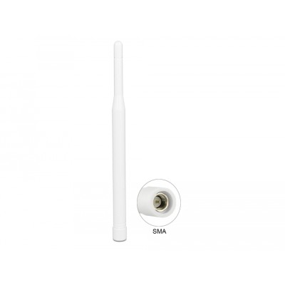 Delock LTE Antenna SMA plug 0.3 - 2.9 dBi omnidirectional fixed white