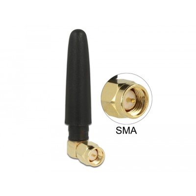 Delock LTE Antenna SMA plug 90° 2 dBi omnidirectional fixed black