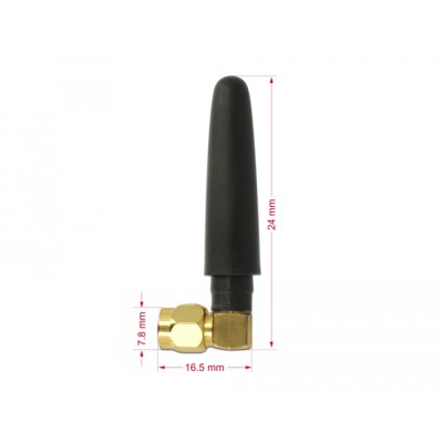Delock LTE Antenna SMA plug 90° 2 dBi omnidirectional fixed black 2