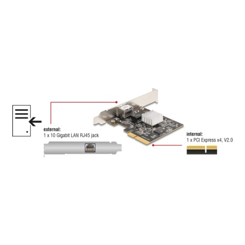 Delock PCI Express x4 Network Card 10 Gigabit LAN 1 x RJ45 TN4010