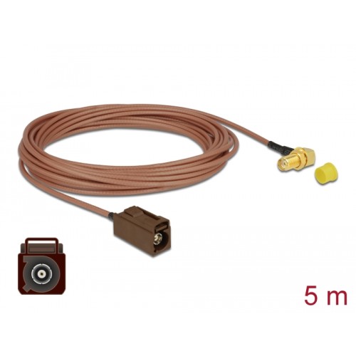 Delock Antenna Cable FAKRA F jack  SMA 90° jack bulkhead RG-316 5 m