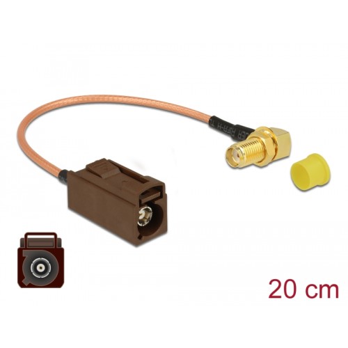 Delock Antenna Cable FAKRA F jack > SMA 90° jack bulkhead RG-316 20 cm