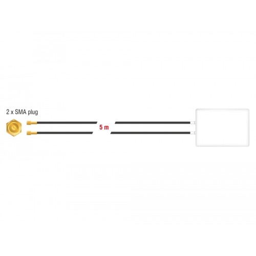 Delock LTE MIMO Antenna 2 x SMA Plug 8 dBi directional with connection cable RG-58 5 m white outdoor