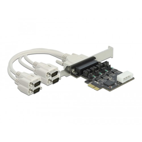 Delock PCI Express x1 Card to 4 x Serial RS-232 with voltage supply 5 V / 12 V
