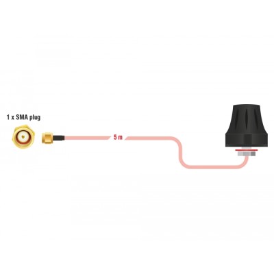 Delock LTE Antenna SMA plug 2 dBi fixed omnidirectional with connection cable (RG-316U 5 m) outdoor black 2