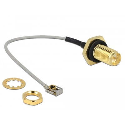 Delock Antenna Cable RP-SMA jack bulkhead to I-PEX Inc., MHF® I LK plug 1.13 10 cm thread length 10 mm splash proof 2