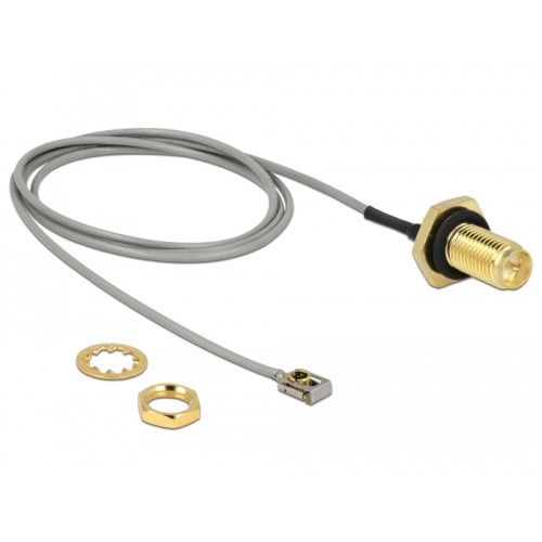 Delock Antenna Cable RP-SMA jack bulkhead to I-PEX Inc., MHF® I LK plug 1.13 50 cm thread length 10 mm splash proof