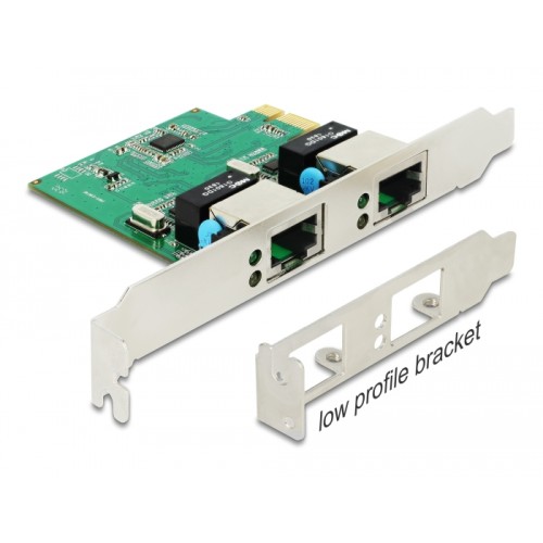 Delock PCI Express x1 Network Card Gigabit LAN 2 x RJ45 RTL8111